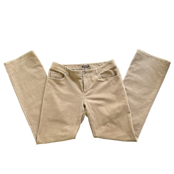 TAHARI corduroy beige tan 5-pocket straight leg cotton trousers Sz: 8 - Picture 2 of 7